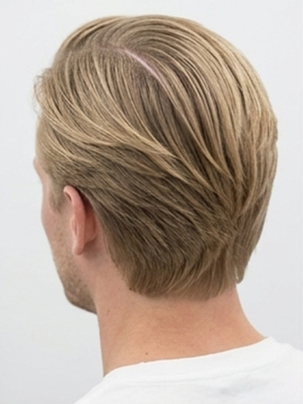 Klassieke slick back met strakke middenscheiding en glans