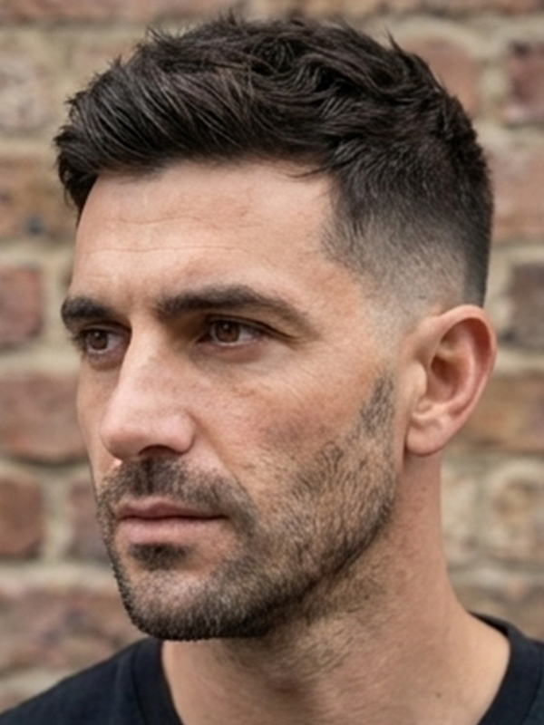 Crew cut bij een man met dunner wordend haar