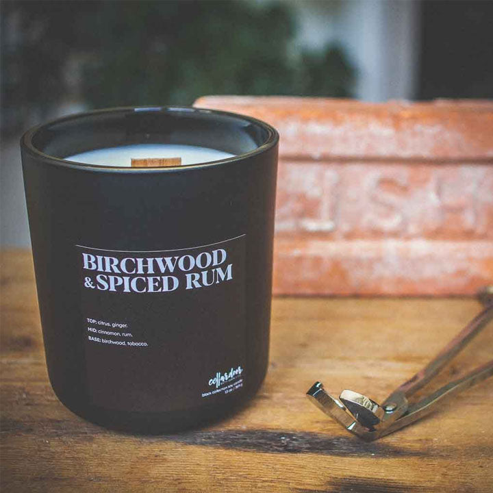 Wood Wick Scented Candle - Birchwood & Spiced Rum