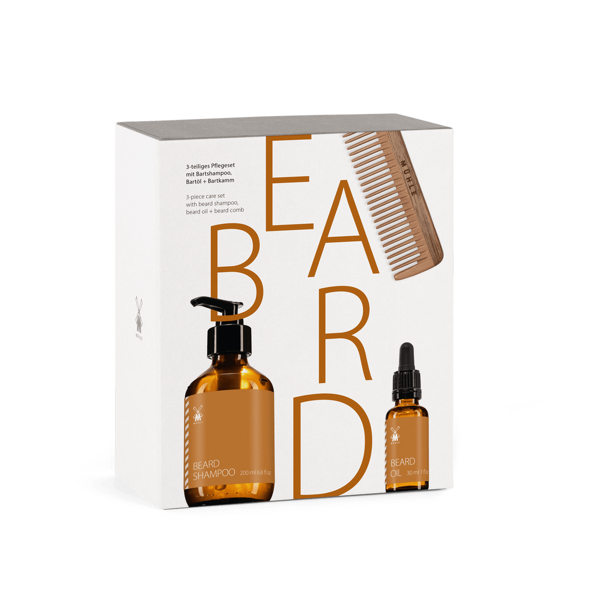 Beard Care Set, 4-Piece, Rowan & Walnut, Vegan