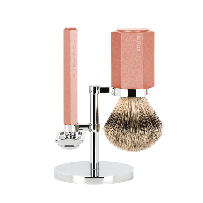 Shaving Set Hexagon Sunrise met Silvertip Badger Shaving Brush