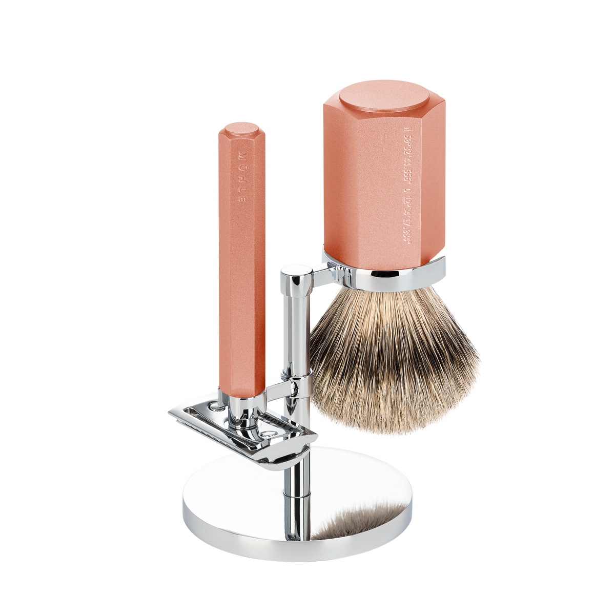 Shaving Set Hexagon Sunrise met Silvertip Badger Shaving Brush