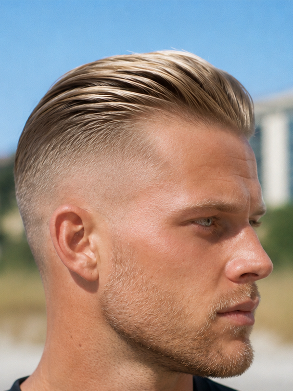 Grijze slick back bij een oudere man, strak en verzorgd