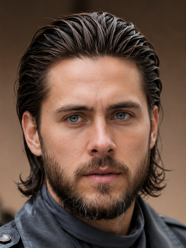Slicked back haar bij een man van in de veertig