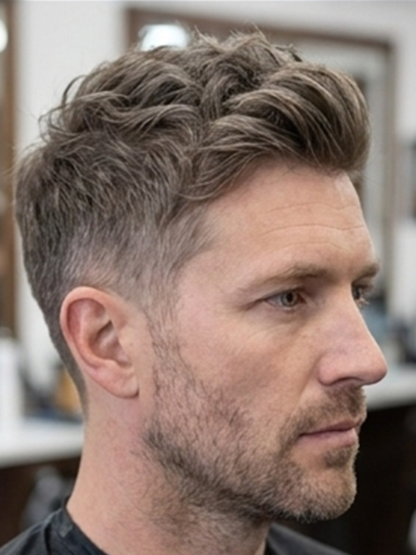 Crew cut bij een man met grijs haar