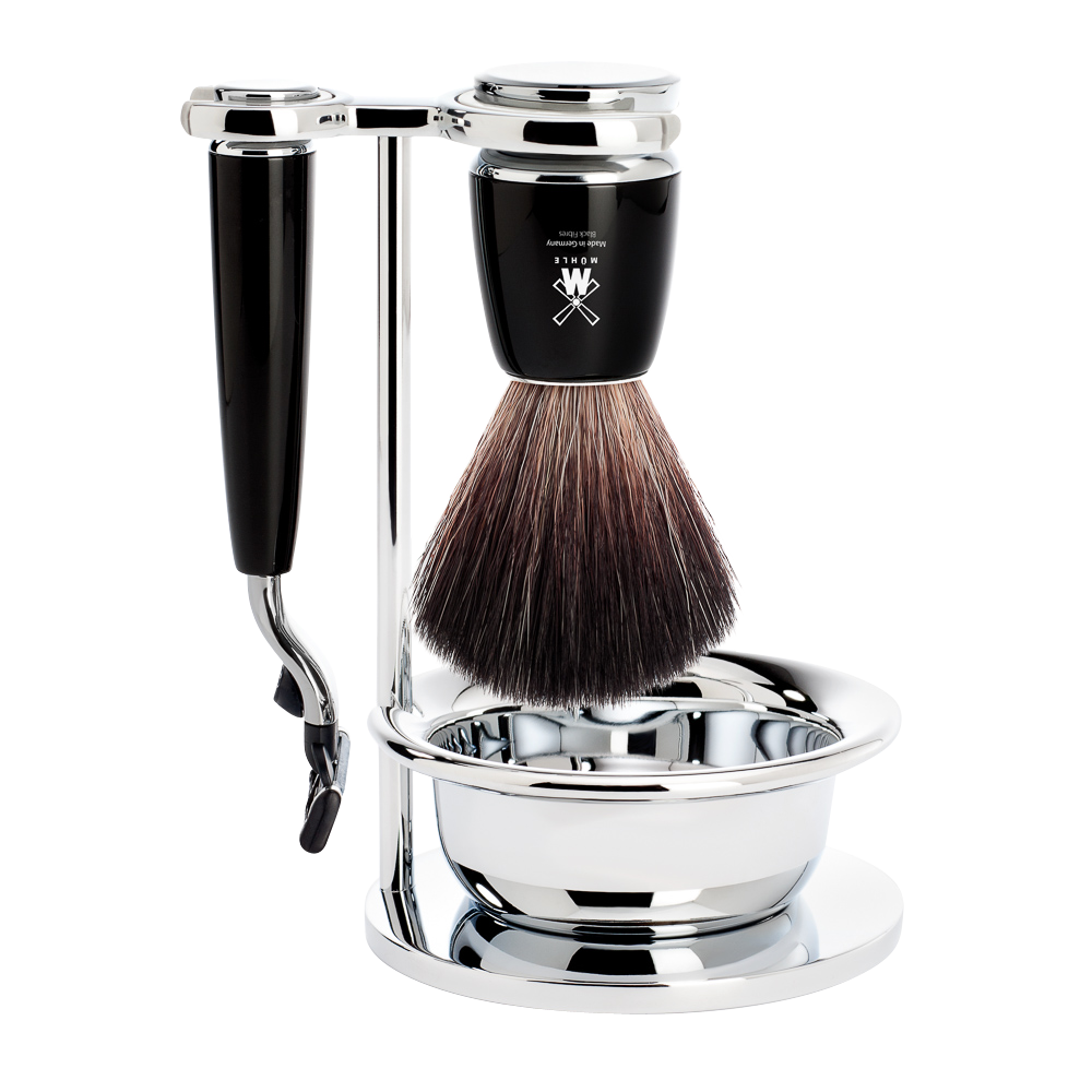 Mühle Rytmo Mach3 Shaving Set 4-Piece - Black