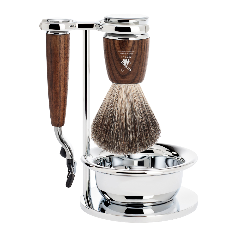 Mühle Rytmo Mach3 Shaving Set 4-Piece - Ash Wood