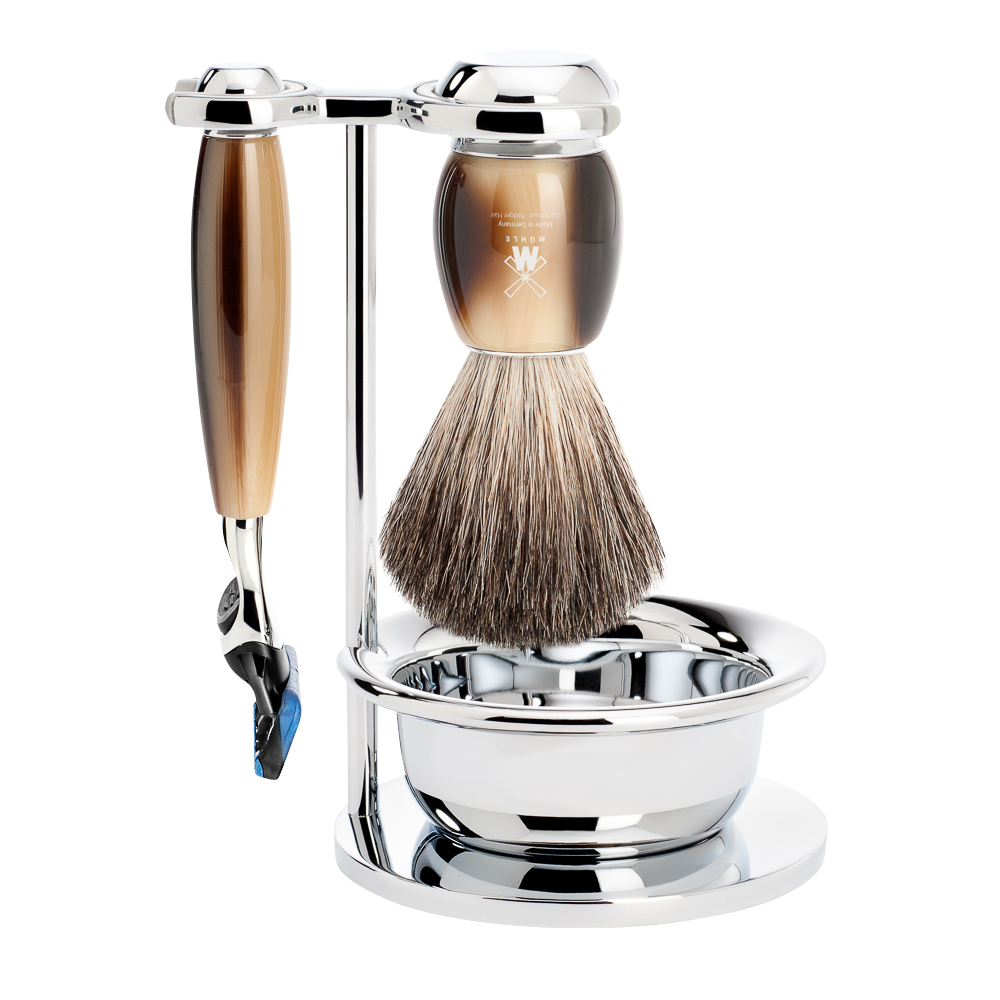 Shaving Set Vivo 4-Piece - Horn Brown