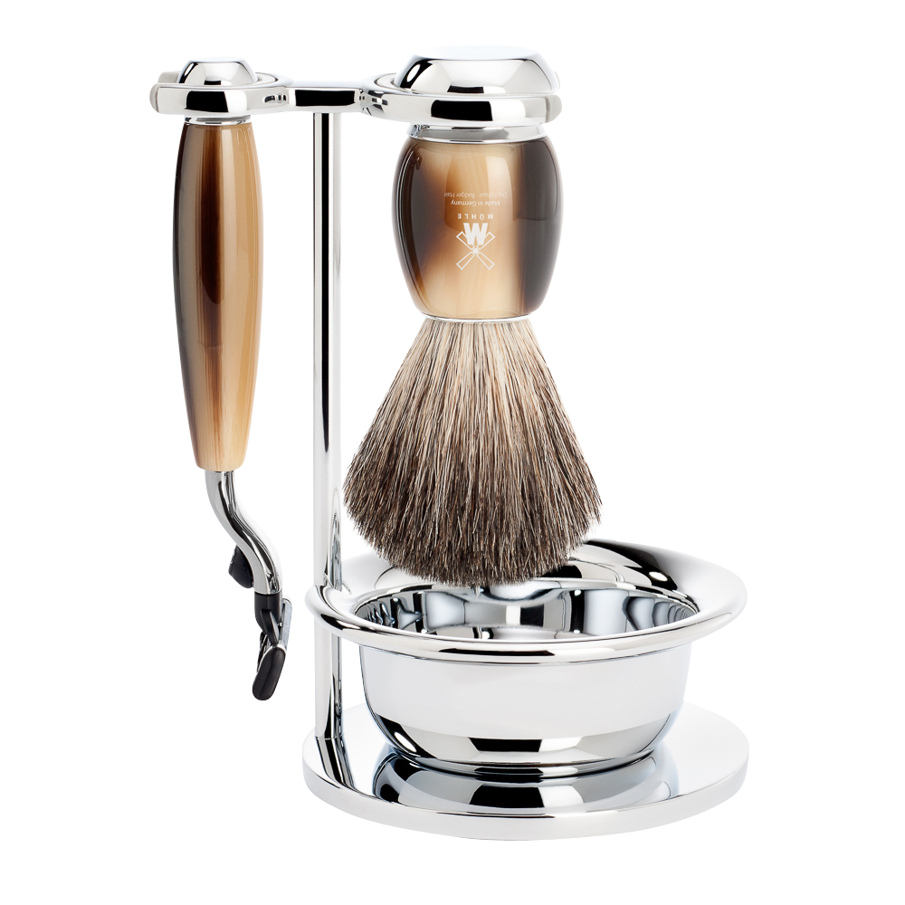 Shaving Set Vivo 4-Piece - Horn Brown