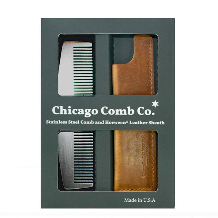 Chicago Comb Co. Giftbox - Model No. 3 - RVS + Hoesje 