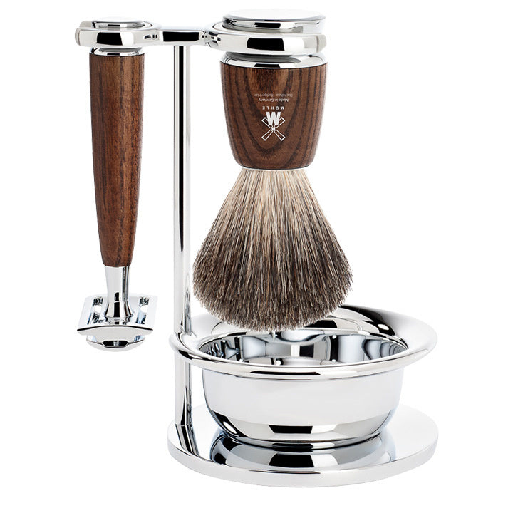 Image of product Rytmo Safety Razor Shaving Set (4 Pieces) - Graudas - Ash Wood